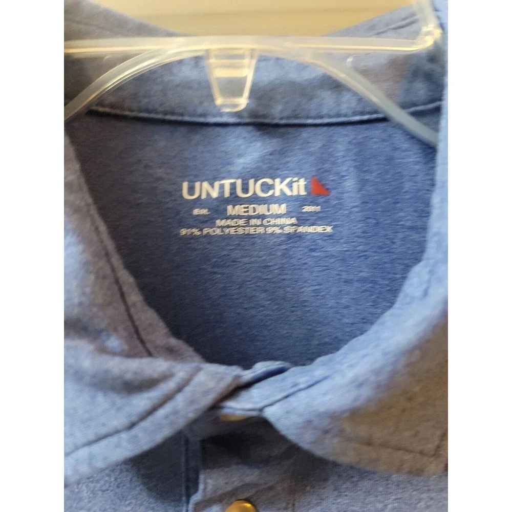 Untuckit Men's Size M Blue Short Sleeve Polo Polyester Spandex - Picture 4 of 7